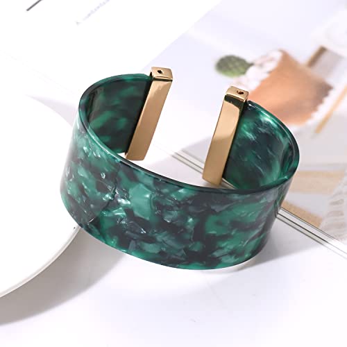 FAERLIIRY Cuff Bracelet for Women Acrylic Resin Bracelets Statement Bangle Bracelet Adjustable Bracelet Wide Chunky Bracelets for Women - color: Green