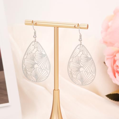 Teardrop Earrings for Women, 14K Plated Dangle Earrings Handmade Filigree Teardrop Dangling Earrings Ginkgo Hypoallergenic 925 Sterling Leaf Earrings for women - color: Maple Leaf Silver