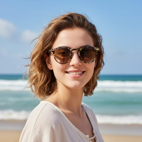 CARFIA Polarized Sunglasses for Women: Acetate Frame, Small/Medium Size, UV400 Protection - Anti Glare CA5288 - color: 2. Tortoise Frame Gradient Brown Lens