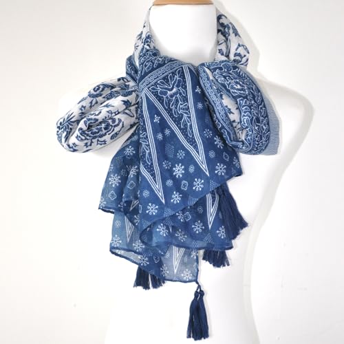 Lightweight Boho Scarf for Women Spring Summer Floral Printed Scarves Fashion Shawl Wrap - color: Color-d01