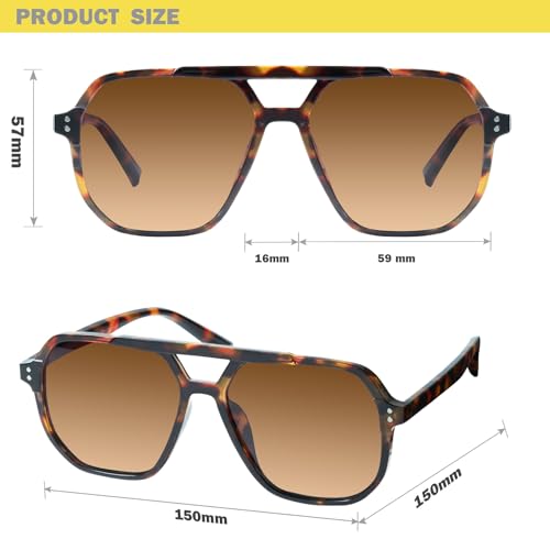 mosanana Oversized Aviator Sunglasses for Women and Men with Polarized Lens MS52243 - color: C7-tortoise