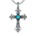 Turquoise Necklaces 925 Sterling Silver Western Necklace Boho Jewelry for Men Women Her Birthday Valentines Day Gifts - style: 1-Celtic Cross Necklace