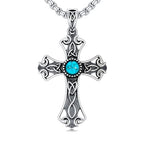 Turquoise Necklaces 925 Sterling Silver Western Necklace Boho Jewelry for Men Women Her Birthday Valentines Day Gifts - style: 1-Celtic Cross Necklace