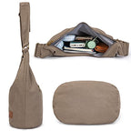 Coton Pose Women Hippie Crossbody Bag - Top Zip Large Capacity Canvas Sling Bag - Jacquard Cloth Handmade - color: Dark Green