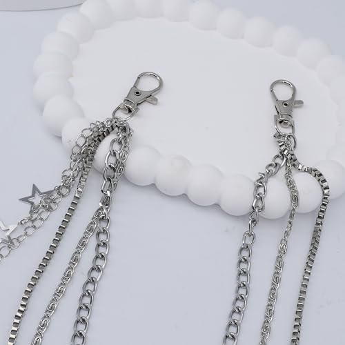 Layered Pants Chain keychain for Women Men Punk Wallet Chains Hiphop Jeans Keychain Halloween Jewelry - style: G-three layered chain with star