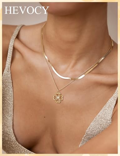 Opal Pendant Necklace for Women - Dainty 14k Gold Plated Jewelry Necklaces, Perfect Valentine's Day/Mother's Day Gift for Her, Mom, Girlfriend, Daughter - color: Heart Clover-GD