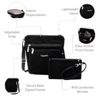 Baggallini Pocket Crossbody Bags for Women 8x8 Small Lightweight Durable Water-resistant Travel Purse W/Rfid - color: Black Velvet