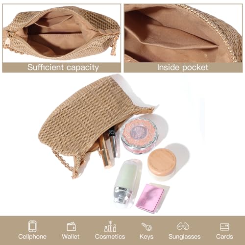 GOLDTIMO Women's Straw Woven Beach Bag Summer Vacation Shoulder Purse - color: Brown