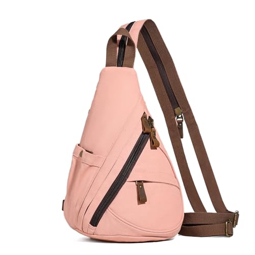 KL928 Canvas Sling Bag - Small Crossbody Backpack Shoulder Casual Daypack Rucksack for Men Women(Large Version,YellowishOrange) - color: Canvas-yellowishorange