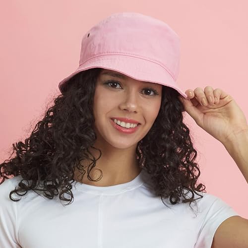 Cotton Bucket Hat Packable Sun Hat – Unisex Summer Travel Beach Fisherman Hat for Men Women Outdoor Fishing Hiking - color: Putty, size: Small-Medium