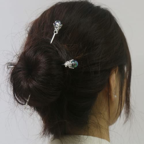 1 Pack Chinese Hair Stick for Long hair Metal Hair Pins 6" for Buns Vintage Hair Sticks for Women Daily Party - color: F