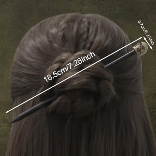 Gothic Skull Hair Sticks, 2 Pack – Halloween Cosplay Bun Holder Hair Chopsticks for Women, Matte-Black Skull Hair Pins for Witch/Vampire Costume, Goth Accessories