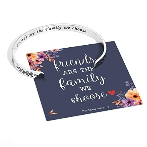 M MOOHAM Bracelets for Women Girls, Quote Mantra Bracelet Funny Inspirational Jewelry Gifts for Best Friend, Mom, Daughter, Son, Sister, Niece Birthday Mothers Day Present Come Gift Box - style: Friends are the family we choose