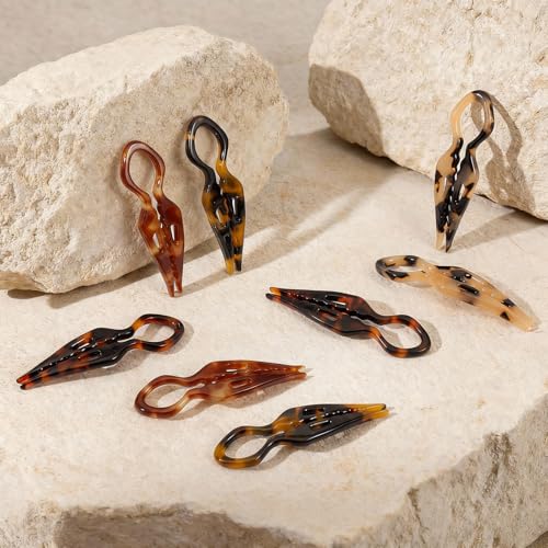8Pack Prestige Hair Pins for Women, 2.75” Small French Hair Pin for Updos Chignons & Buns, Curved Shape for Better Head Fit Hair Accessories, Serrated Anti-Slip Design, Styling for All Hair Types - color: Tortoise Shell-B