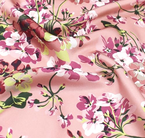 ANDANTINO 100% Mulberry Silk Square Scarf for Hair-25.6" X25.6'' Women Men Natural Silk Neckerchief Digital Printed Headscarf - color: Flowers-pink&green