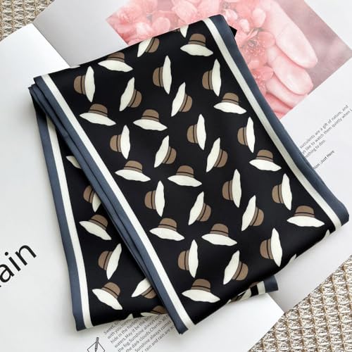 Silk Head Scarf for Hair Fashion Headwrap for Women Lightweight Neck Tie - color: X014-blue Hats