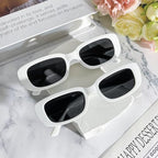 10 Pack Neon/Black Rectangle Sunglasses Bulk for Women Men Retro Trendy Small Rectangle Glasses Party Favors - color: White