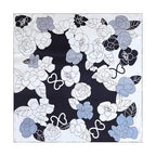 100% Pure Mulberry Silk Scarf 43”*43” Large Square Lightweight Headscarf Women’s Hair Wraps Shawls with Gift Packed - color: Black White Gray Roses