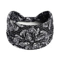 1 Pack Boho Headbands Stretch Paisley Print Bandana Headband Criss Cross Hair Bands Knotted Head Wrap Yoga Daily for Women and Girls (Black Ornate) - color: Black Ornate