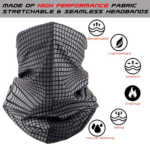 Toes Home 6PCS Outdoor Headband Elastic Seamless Bandana Neck Gaiter Scarf Sport Headwear Boho Series for Yoga Hiking - color: Gray Series