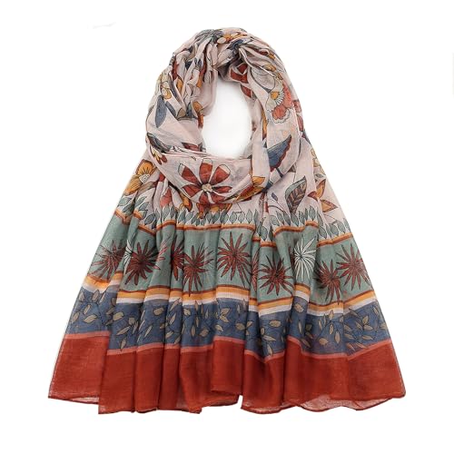 vimate Lightweight Scarf for Women Fashion Head Cover Hijab Cotton Voile Scarf Shawl Wrap for Spring Fall Winter Season - color: J2#.style 39