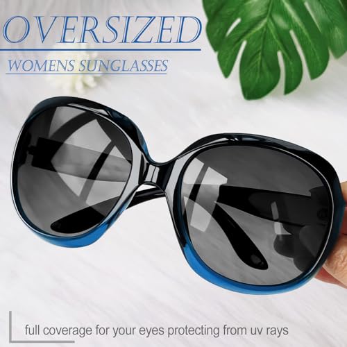 Joopin Oversized Sunglasses Womens Trendy Polarized Large Driving Sun Glasses Ladies UV Protective Big Sunnies Shades - color: B12-gradient Blue/Black Gradient