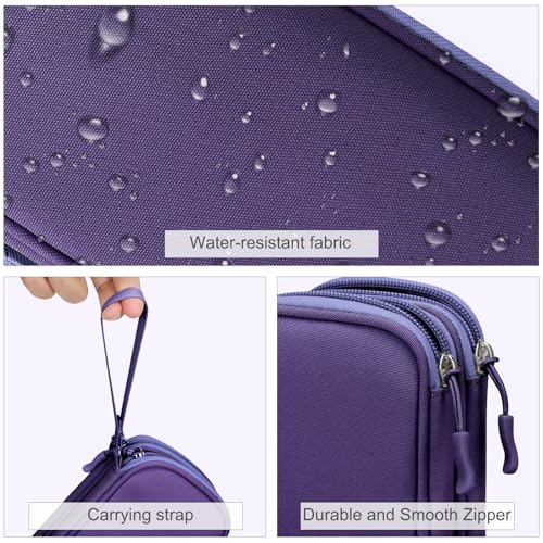 FYY Electronic Organizer, Travel Cable Organizer Bag Pouch Electronic Accessories Carry Case Portable Waterproof Double Layers All-in-One Storage Bag for Cable, Cord, Charger, Phone, Earphone Purple - color: Purple, style: Small