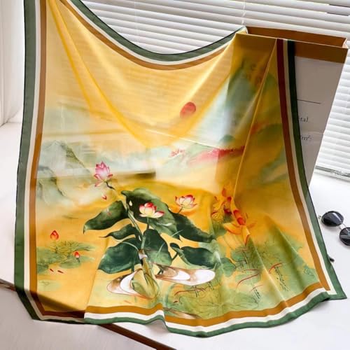 XL 43 Inch Extra Large Square Scarf Fashion Scarves Silk Feeling Hair Scarf Wrapping Scarfs Night Sleeping Headscarf - color: Ba1010