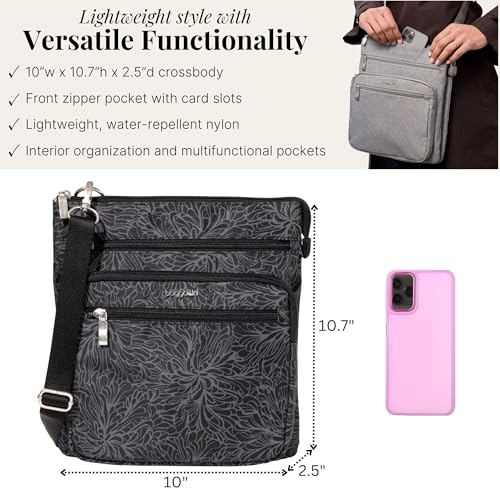 Baggallini womens Out and About Crossbody - color: Midnight Blossom Print