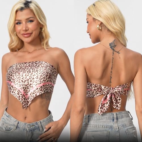 Leopard Print Head Scarf for Women Like Silk Satin Scarf for Hair Wrapping at Night Bandana Square Scarf 35 Inches - color: Pink