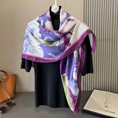 XL 43 Inch Extra Large Square Scarf Fashion Scarves Silk Feeling Hair Scarf Wrapping Scarfs Night Sleeping Headscarf - color: Ba1025