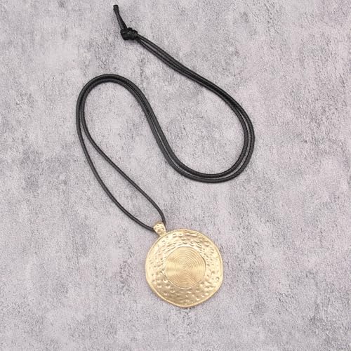 JAOYU Bohemian Necklaces for Women Leather Necklace Wood Pendant Choker Long Brown Necklace Chunky Circle Boho Hippie Jewelry - style: Long Hippie Necklace