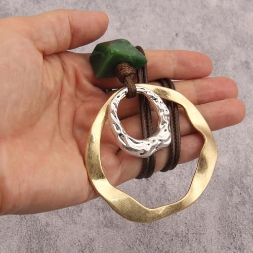 Boho Necklaces for Women Cord Necklace with Pendant Long Silver Necklace Vintage Sweater Necklace Hippie Jewelry for Women Girls Gifts - style: Chunky Boho Necklaces