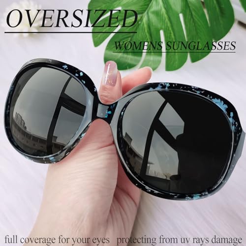 Joopin Oversized Sunglasses Womens Trendy Polarized Large Driving Sun Glasses Ladies UV Protective Big Sunnies Shades - color: B19-blue Leopard/Black