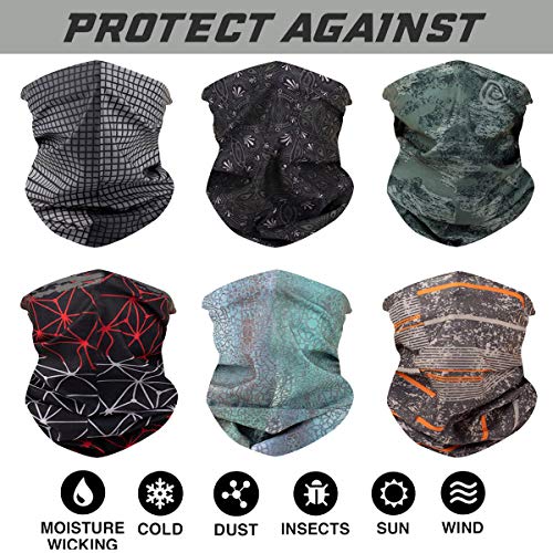 Toes Home 6PCS Outdoor Headband Elastic Seamless Bandana Neck Gaiter Scarf Sport Headwear Boho Series for Yoga Hiking - color: Gray Series