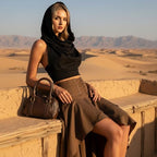 Boho Raw-Edge Crop Top – Adjustable Halter with Open Back & Cross-Wrap Design, 100% Cotton Beach Cover Up - color: Black