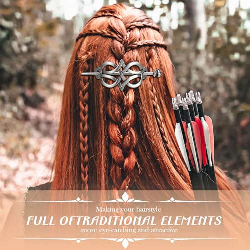 Syhood 8 Pcs Viking Celtic Hair Clips Vintage Knot Hair Stick Retro Silver Metal Celtic Barrette Hairpins Viking Jewelry Accessories for Women (Vintage)