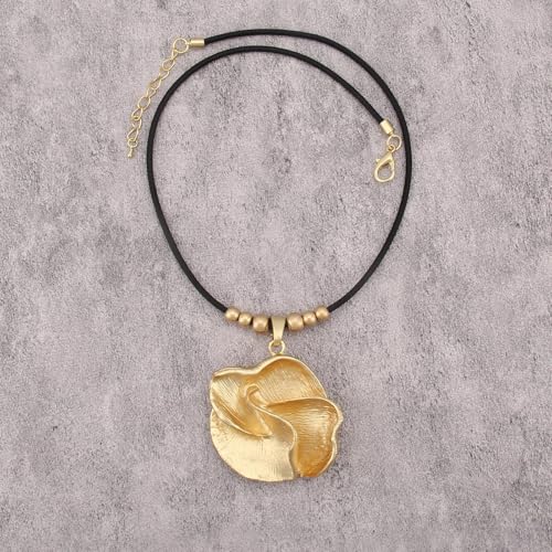 JAOYU Bohemian Necklaces for Women Leather Necklace Wood Pendant Choker Long Brown Necklace Chunky Circle Boho Hippie Jewelry - style: Bohemian Chokers