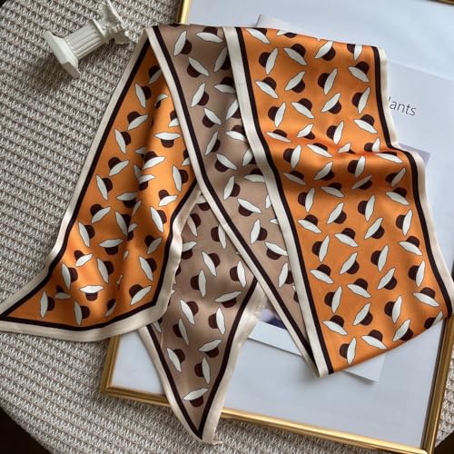 Silk Head Scarf for Hair Fashion Headwrap for Women Lightweight Neck Tie - color: X015-orange Hats