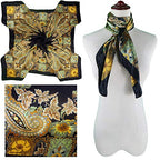 4 Pc Set Large 35 x 35 inches Satin Square Scarves Neck Hair Head Scarf Bundle - color: Set Y19