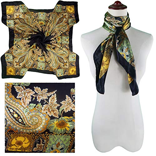 4 Pc Set Large 35 x 35 inches Satin Square Scarves Neck Hair Head Scarf Bundle - color: Set Y19