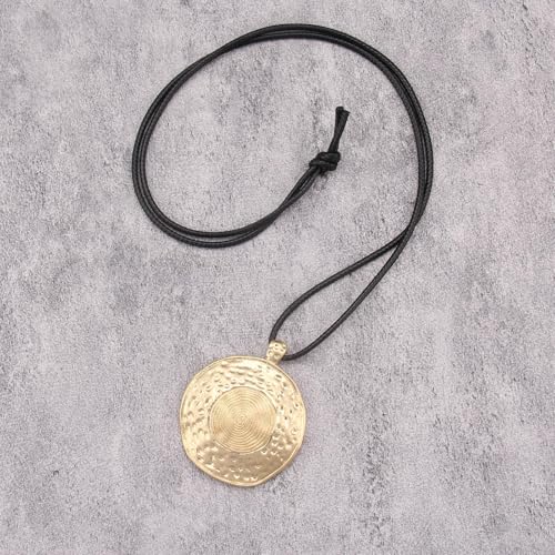 JAOYU Bohemian Necklaces for Women Leather Necklace Wood Pendant Choker Long Brown Necklace Chunky Circle Boho Hippie Jewelry - style: Long Hippie Necklace