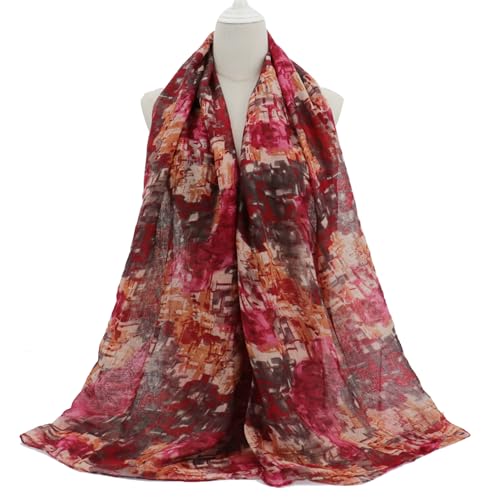 vimate Lightweight Scarf for Women Fashion Head Cover Hijab Cotton Voile Scarf Shawl Wrap for Spring Fall Winter Season - color: J3#.style 14