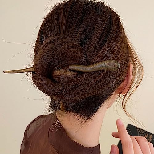 4 Pieces Of Sandalwood Hairpin, Ball Head Simple Spring Plate Hairpin, Retro Handmade Wooden Hair Stick Long Hair Sandalwood Hair Bun Ladies Hair Accessories