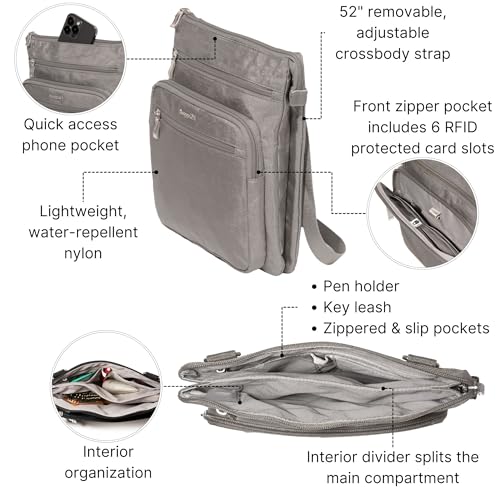 Baggallini womens Out and About Crossbody - color: Sterling Shimmer