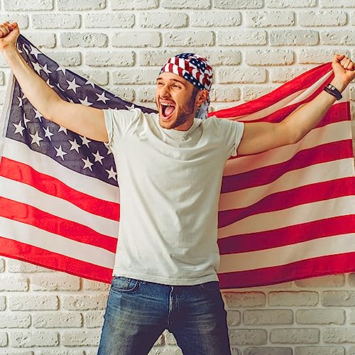 DOCILA 3 Pcs Do Rags for Men Skull Cap Bandana Hat Breathable Helmet Linner Beanie - color: Flag Style2