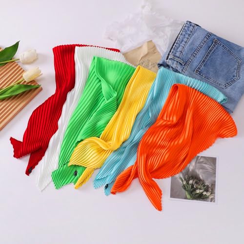 Women Fashion Pleated Chiffon scarf Neckerchief Headscarf - color: Pure Red