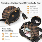 Spacious Nylon Checkered Crossbody Bum Bag for Women, Fashion Checkerboard Fanny Pack Purse with Anti-theft Pocket, Adjustable Wider Strap Wasit Bag (Black-Brown) - color: Black-Brown