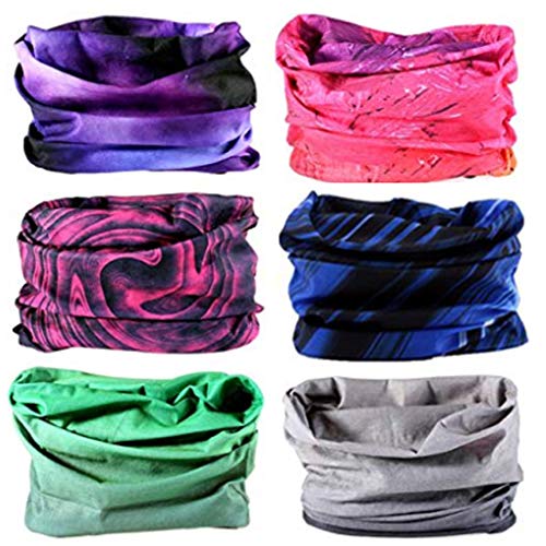 Toes Home 6PCS Outdoor Headband Elastic Seamless Bandana Neck Gaiter Scarf Sport Headwear Boho Series for Yoga Hiking - color: Multicolor
