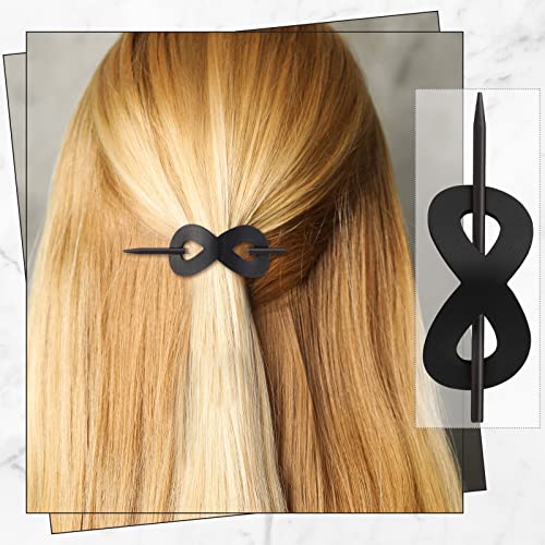 4 Pcs French Barrette Leather Hair Clip with Stick Slider Pin 8 Shape Mellow Ponytail Holders Fine Hairs Accessories Set for Women Handmade Hair Holder Clips Mother's Day Gift(Cute Color)